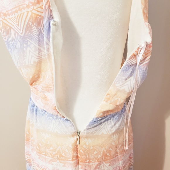 CUT-OUT PASTEL AZTEC CHIFFON LINED MAXI DRESS - Picture 11 of 12